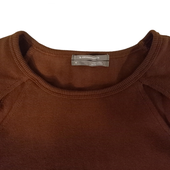 Anthropologie Ribbed Shoulder Cutout Detail Long Sleeved Top | Small - Picture 4 of 6